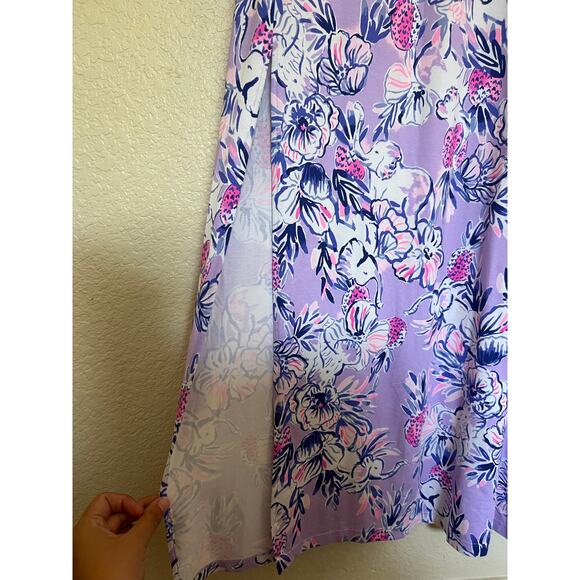 Lilly Pulitzer Maxi Dress Zayda Lilac Trunks In The Air Floral Print Knit NWT L - Picture 14 of 14